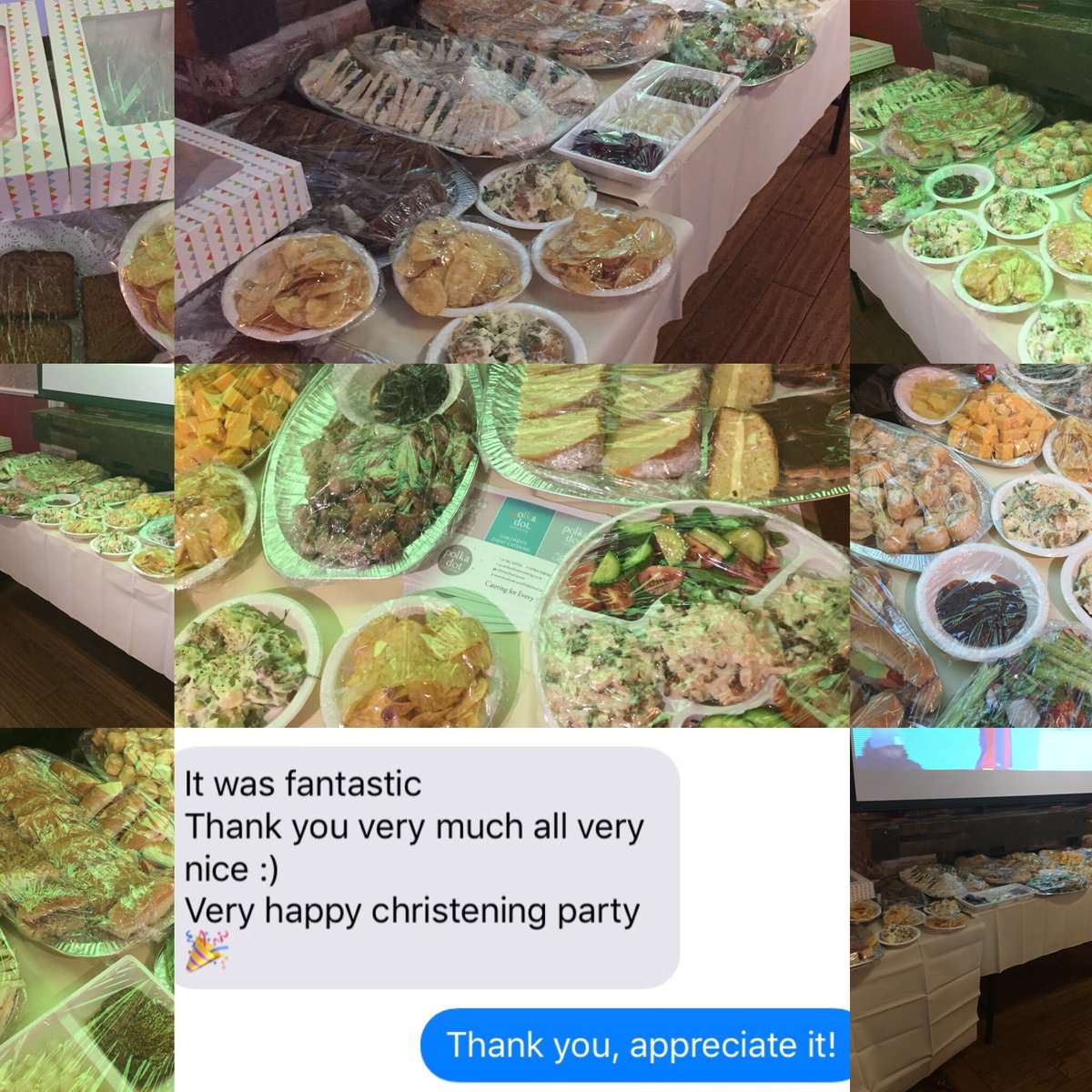 A very happy catering client from today’s deliveries! 
For enquiries:
sarah@polkadotcatering.co.uk
01785 330762
