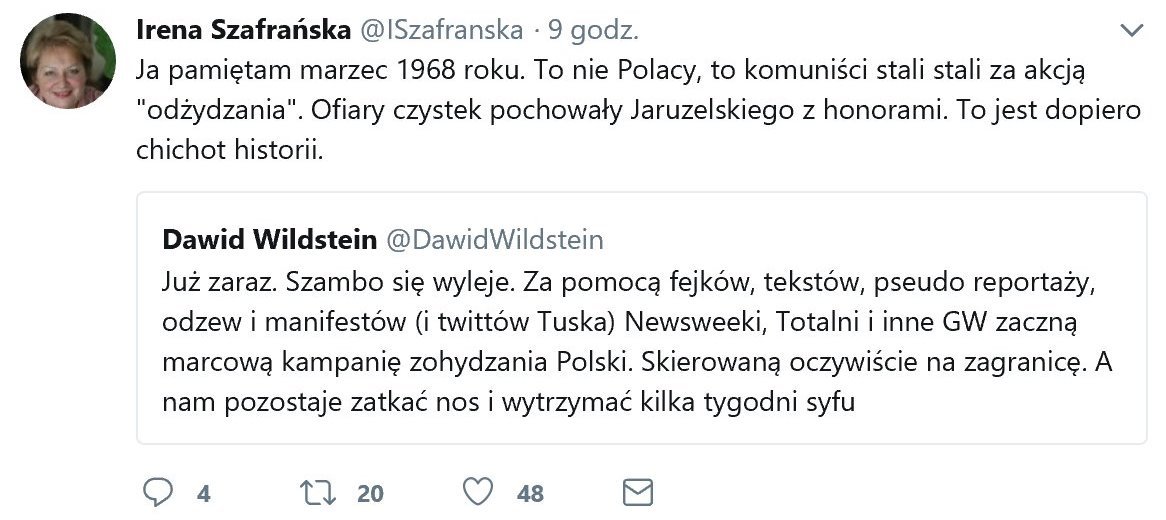 RadekZKraka's tweet photo. Idąc tokiem rozumowania pani Ireny Szafrańskiej nie jest ona Polką, gdyż ojciec był aparatczykiem komunistycznym i to nie najniższego szczebla!!!
Ci ludzie oszaleli, naprawdę oszaleli!!! https://t.co/hD5oehG6Ce