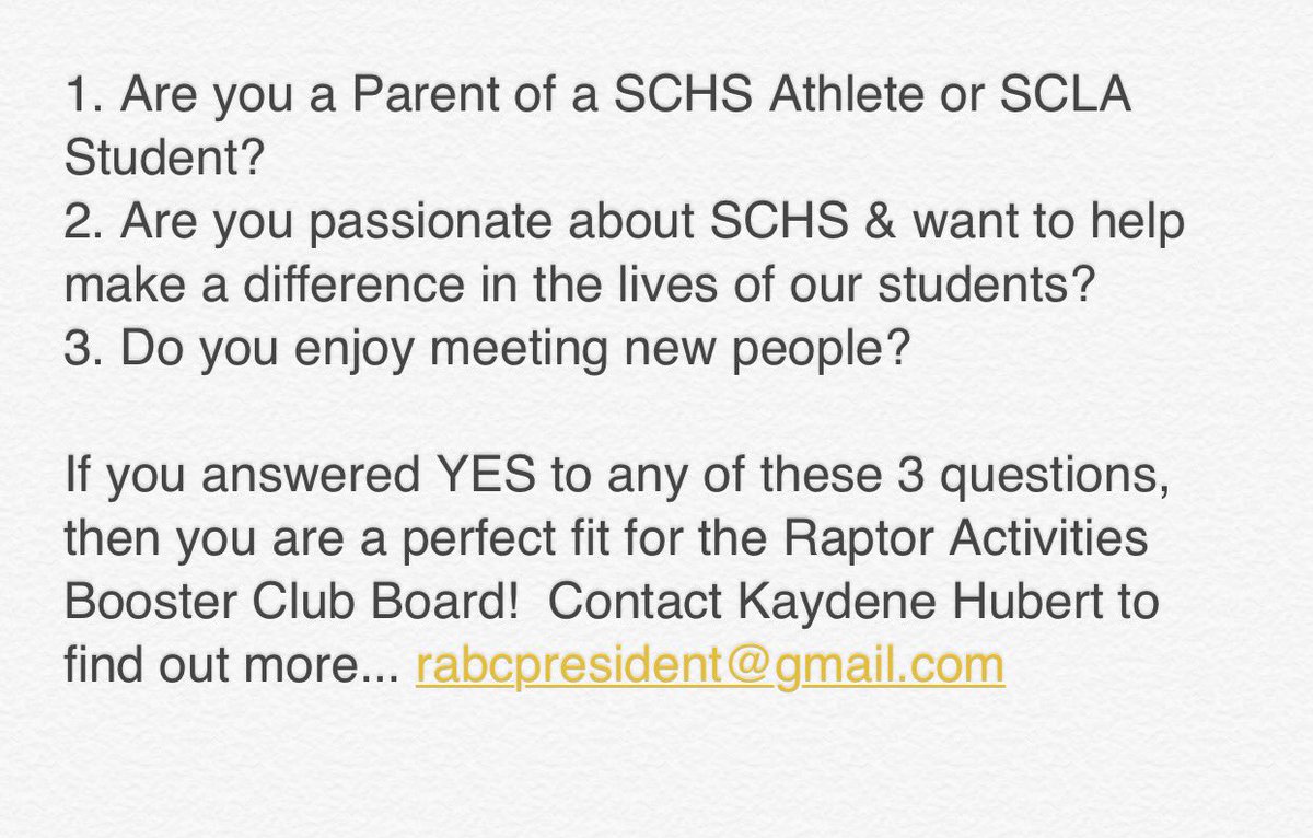 SilverCreekRABC's tweet photo. Be sure to attend our RABC meeting tomorrow night (2/26) at 6:30 in the library. We have guest speakers from Grassroots of StVrain &amp; SCLA Student Austin Leach @SCHSExpansion. We are also seeking nominations for new Board Members for next year. @SCRaptorsAD https://t.co/nxWX8pNLvS