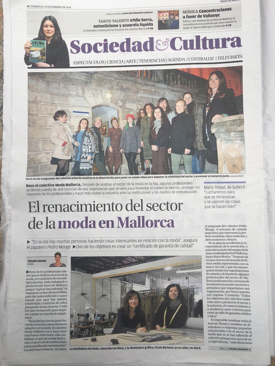 CModaMallorca's tweet photo. Gràcies al @diariodemallorca i Claudia Darder pel reportatge I l’atenció que han tingut amb nosaltres https://t.co/LFLyt1TTlv