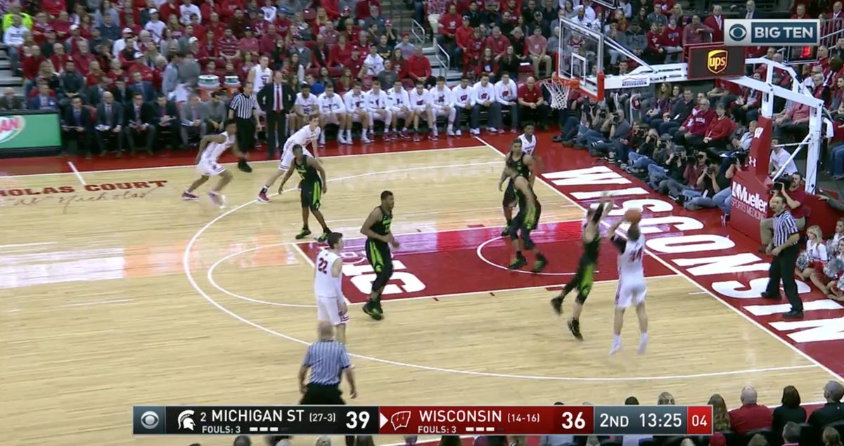 13:59 -- Brad Davison dislocates his shoulder

13:36 -- Brad Davison returns after having his shoulder popped back in

13:25 -- Brad Davison hits a jumper

This. Kid. Is. TOUGH.