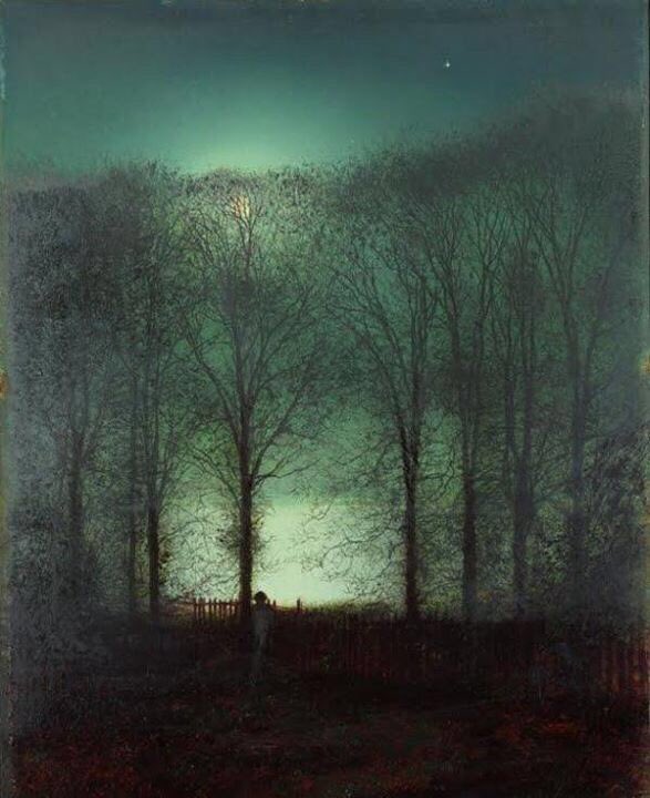 longvictorian2's tweet photo. Figure in the moonlight (late 1800s) by John Atkinson Grimshaw (1836-1893). A painting with a touch of MR James about it! #Art #Yorkshire https://t.co/jEkNec40Lx