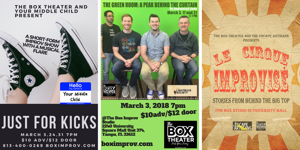 BoxImprov's tweet photo. March Gladness #Improv Show featured teams March 3 @YourMiddleChild @lightbulbimprov @EscapeArtisans @boximprov Tix. https://t.co/5vG0JIFkvG https://t.co/zdG8w4MRhV