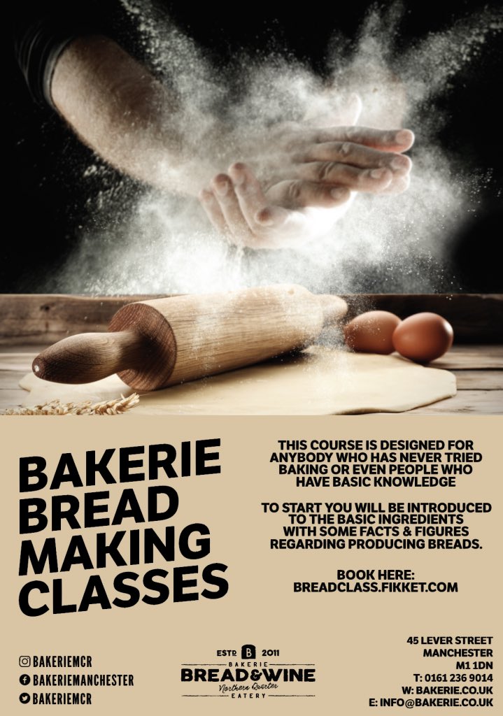 breadclass.fikket.com this is taking place NOW <a href="/bakeriemcr/">Bakerie - Bread&Wine</a> it’s monthly places limited tickets £60pp 12 till 6pm #baking #bread #skill @Hollywoodbaker 🍞