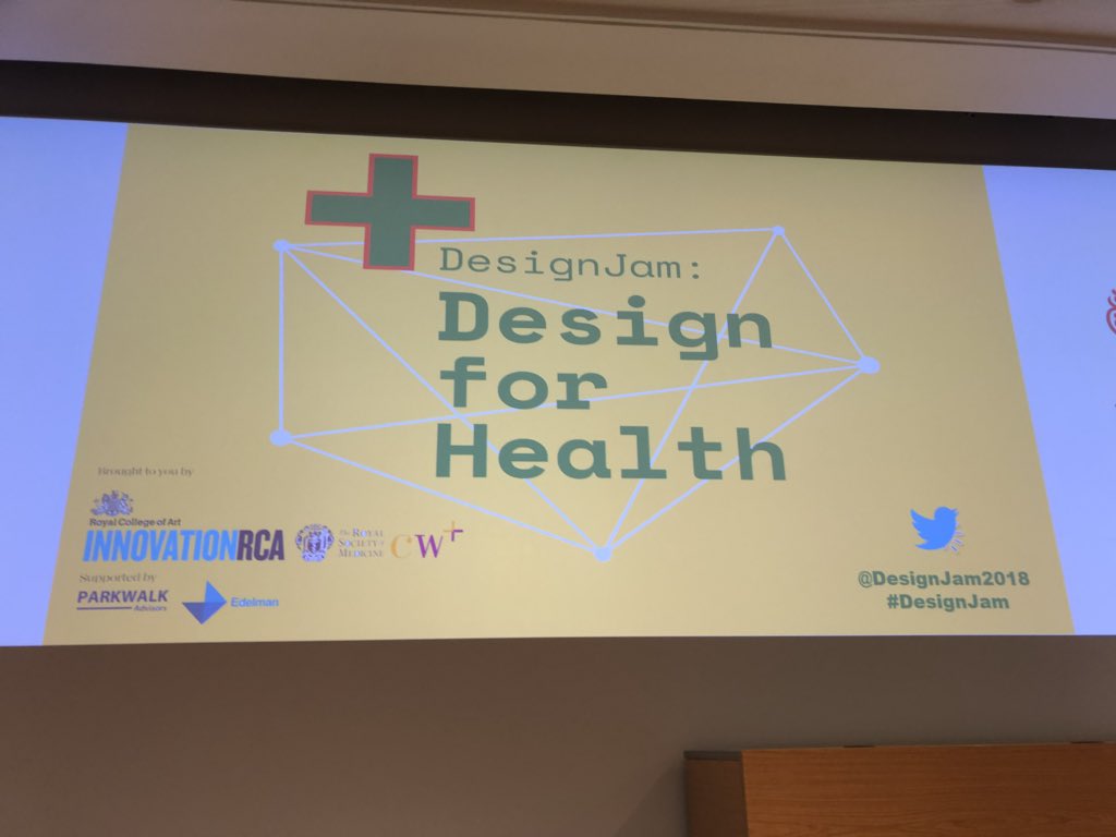 And we kick off the final of #designjam <a href="/DesignJam2018/">InnovationRCA Design Jam</a> at <a href="/RoySocMed/">The Royal Society of Medicine</a>  everything must transform the NHS   No pressure then