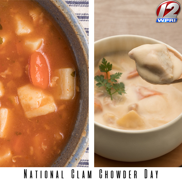 wpri12's tweet photo. It's #NationalClamChowderDay so we must ask - red or white? https://t.co/Hjn2Yiidxk