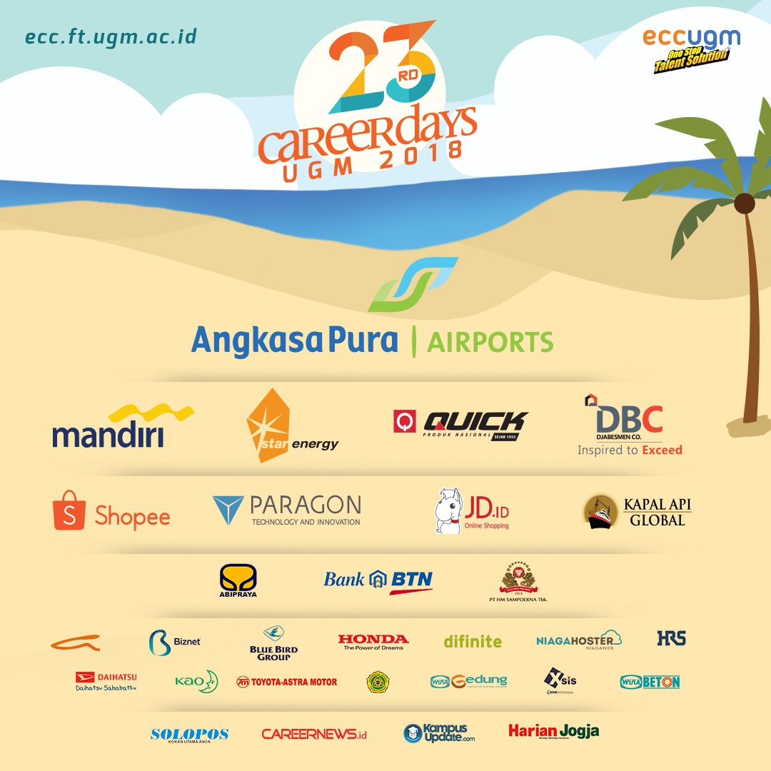 KampusUpdate's tweet photo. Akan ada 68 perusahaan Nasional & Multinasional yang akan bergabung dalam 23rd Career Days pada 3-4 Maret. GRATIS!
Daftar sekarang https://t.co/MQzKstlbkF
Sampai jumpa di Graha Sabha Pramana!
#gsp #jobfair #careerfair #careerexpo#careerfair #seputarevent #eventecc https://t.co/gRinQhrsqO