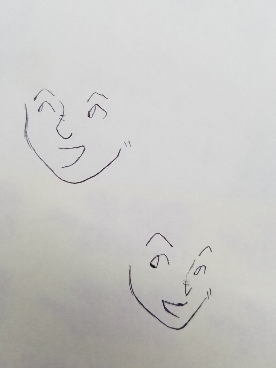 U 太 へのへのもへじでイケメン描けないか模索したり ポールペンで一発描き練習したり