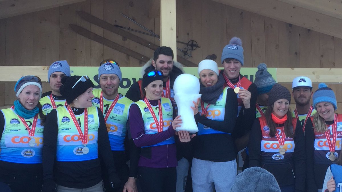 SnowVolleyCH's tweet photo. Happy winners at the first #SnowVolleyball championship in #Switzerland! 🏆🏆👏🙌 https://t.co/YveUBUnkcR