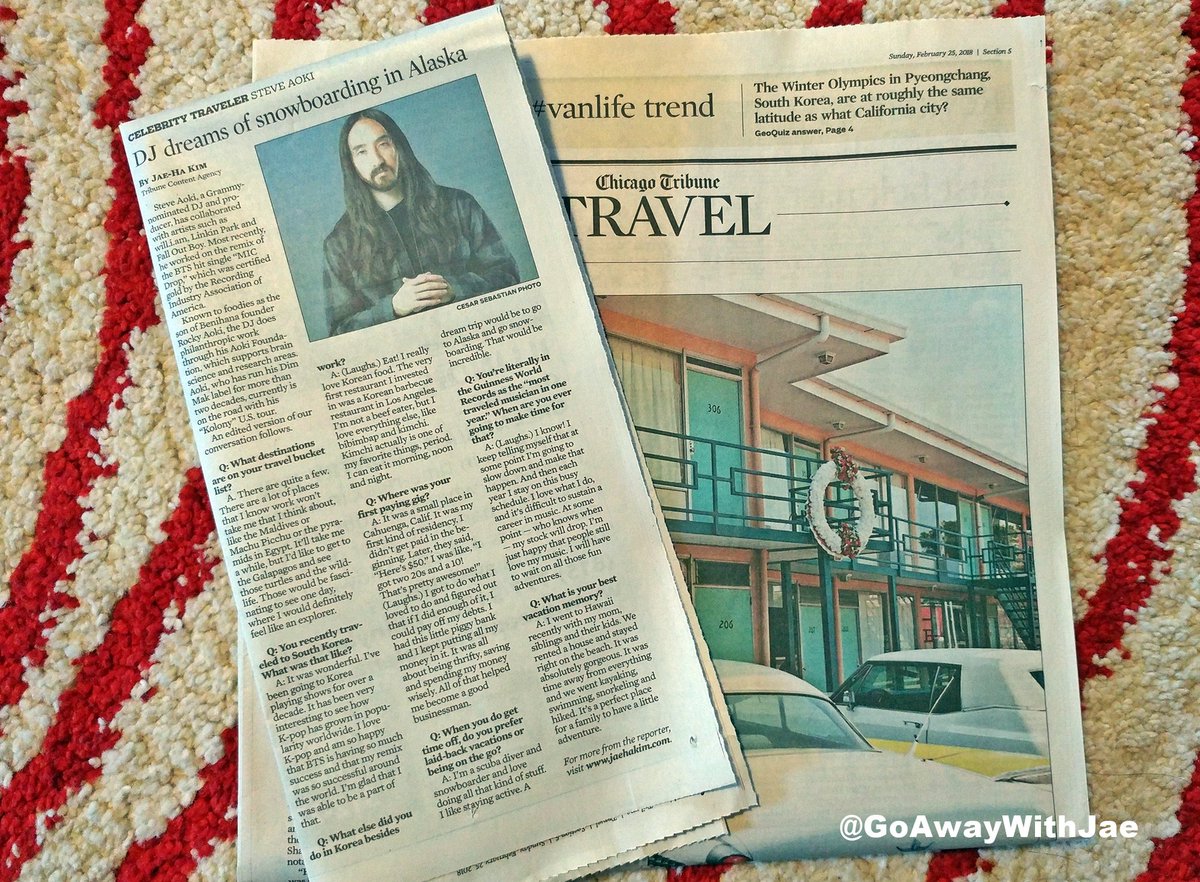 GoAwayWithJae's tweet photo. 📰My interview w/ @SteveAoki is in today's print ed. of @ChicagoTribune. The DJ talks about his love for #KPOP, @BTS_twt &amp; #kimchi, which he describes as the perfect food. A lot of great quotes got cut out that you can find on my website: https://t.co/2LbDiQpYlM #MICDropWentGold https://t.co/eut7TJORwW