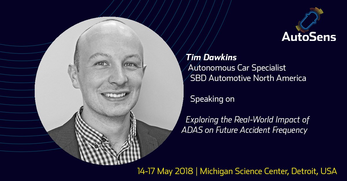 Exploring the #Real-World Impact of #ADAS on #Future #Accident #Frequency  with Tim Dawkins, Autonomous Car Specialist <a href="/SBDAutomotive/">SBD Automotive</a> only at <a href="/AutoSens_/">AutoSens</a> Detroit 2018 auto-sens.com/detroit-speake…