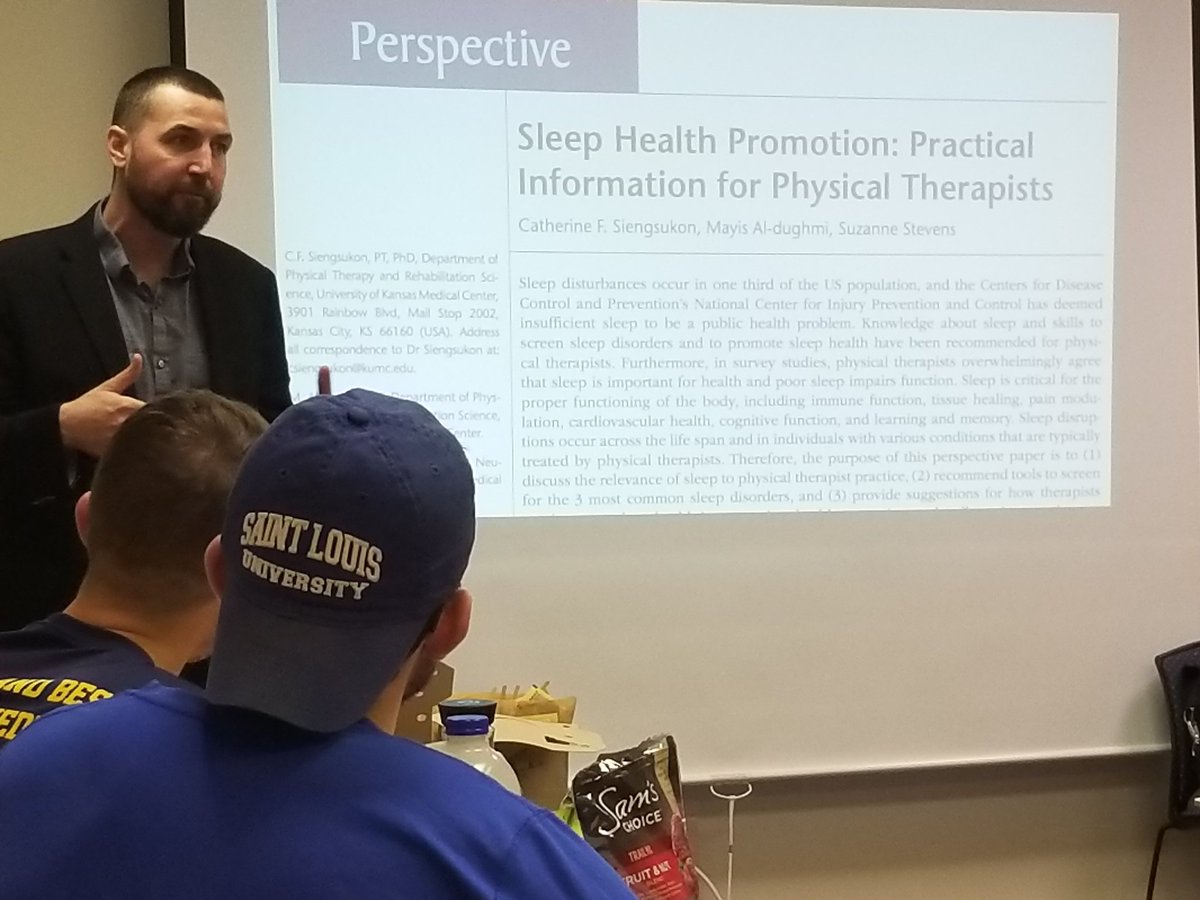 AlanFredendall's tweet photo. "If sleep affects musculoskeletal pain,  and we treat musculoskeletal pain, then we need to become comfortable with interventions that target sleep." -@jeffmooredpt with shout out to @KatieSleepPT @icephysio https://t.co/SoARolcyjm