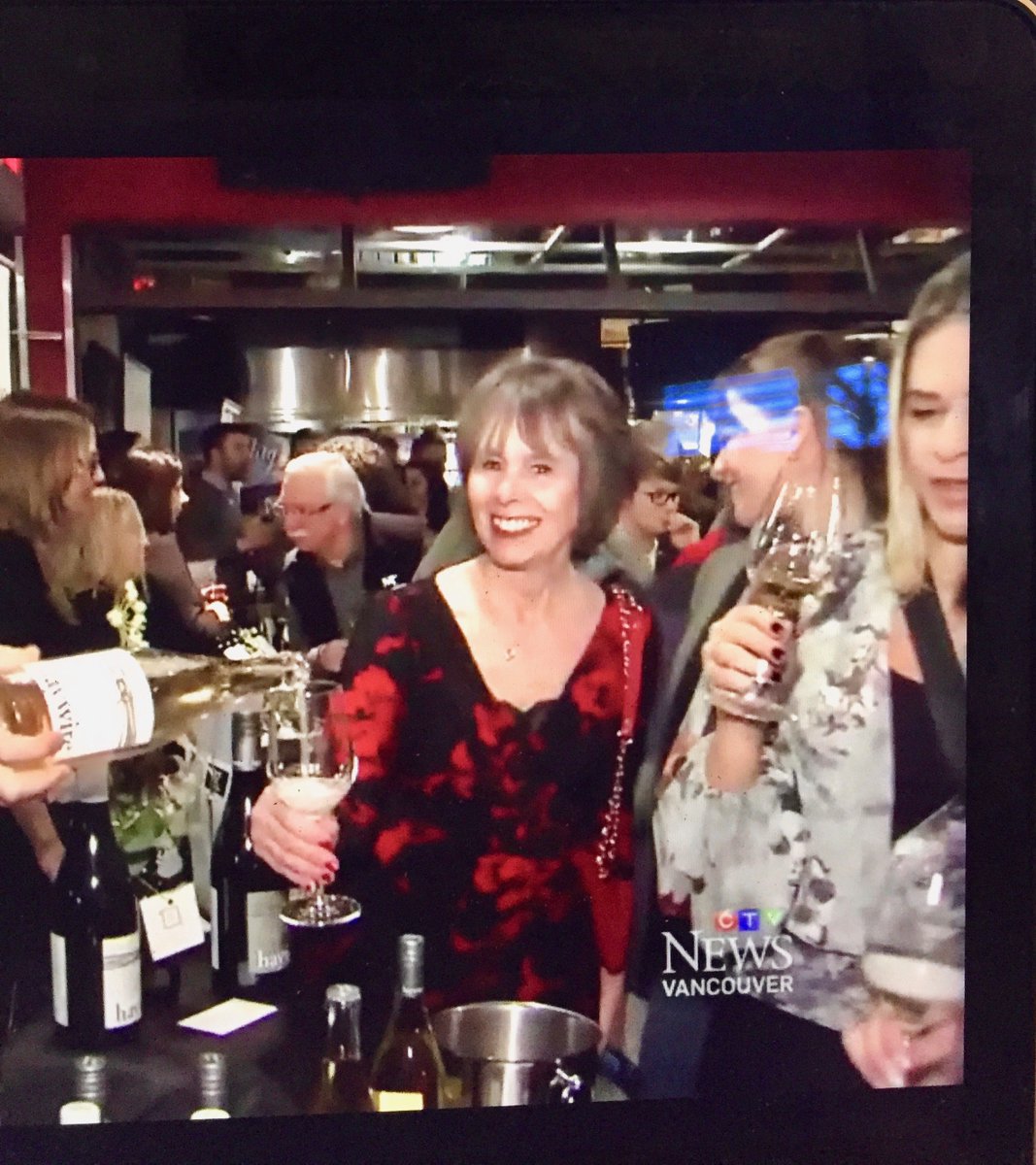 myvancity's tweet photo. My 5 seconds of fame @CTVVancouver catches me celebrating the end of the boycott of #bcwine at Farm Friend wine tasting @EdibleCanada I was drinking #thebub from @Haywirewine https://t.co/zwg099BOBb
