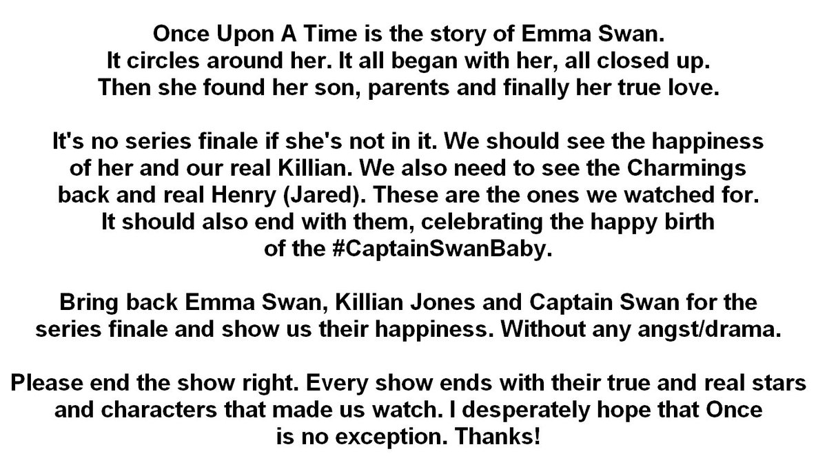 claudia_klose's tweet photo. It was her story, @OnceABC circled around her. In the end she got her happy beginnings with Killian. It should end with glory, with the happy beginnings of Emma and our beloved Killian. With the #CaptainSwanBaby #BringBackEmmaSwan #BringBackKillian #BringBackCS @AdamHorowitzLA https://t.co/9kgQ1bMexZ