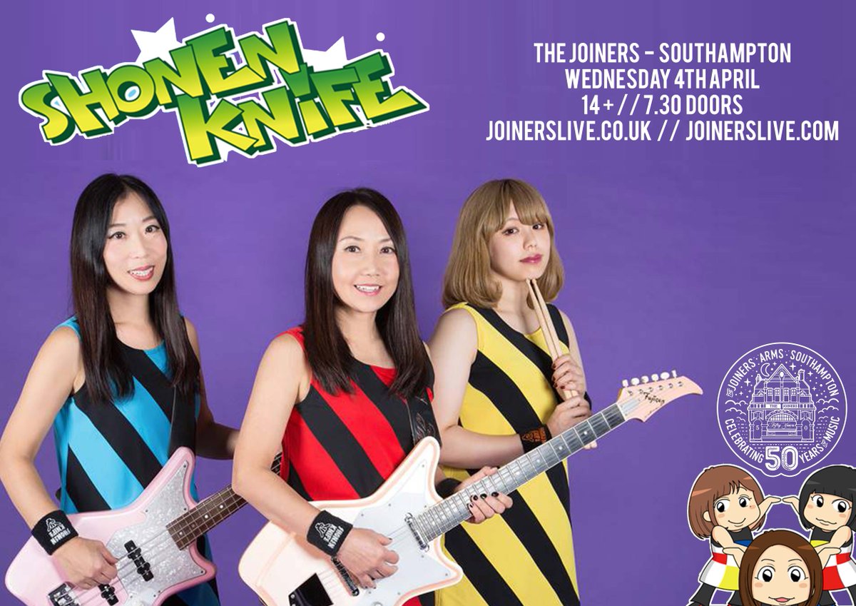 The Joiners (@joinerslive) on Twitter photo Kurt Cobains favourite band and quite frankly one of ours too! <a href="/ShonenKnife_Mgr/">ShonenKnife_少年ナイフ</a> return to our stage April 4th for some pop rock fun!
Tix - joinerslive.co.uk Kurt Cobains favourite band and quite frankly one of ours too! <a href="/ShonenKnife_Mgr/">ShonenKnife_少年ナイフ</a> return to our stage April 4th for some pop rock fun!
Tix - joinerslive.co.uk