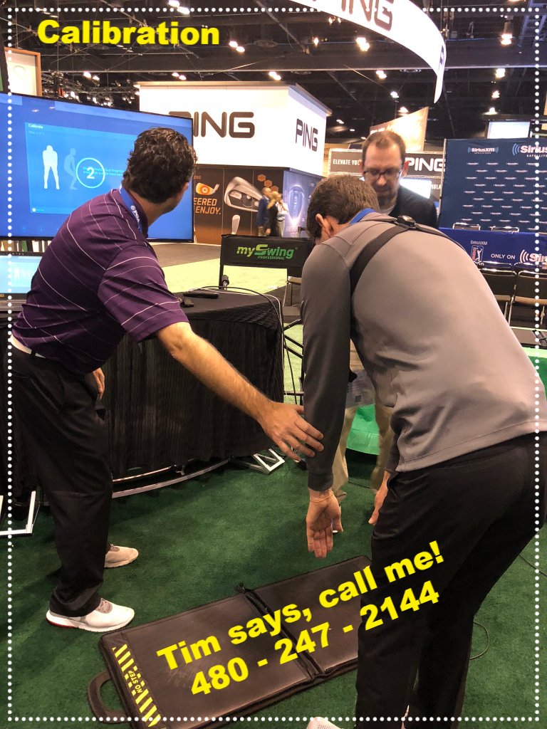 Here's Tim showing a customer how to calibrate. Give Tim a call and he can demo any of our #MySwing #3D systems and Balance too. <a href="/MySwingGolf/">MySwing Golf</a> #Calibration #PGA #Golf #PGAShow