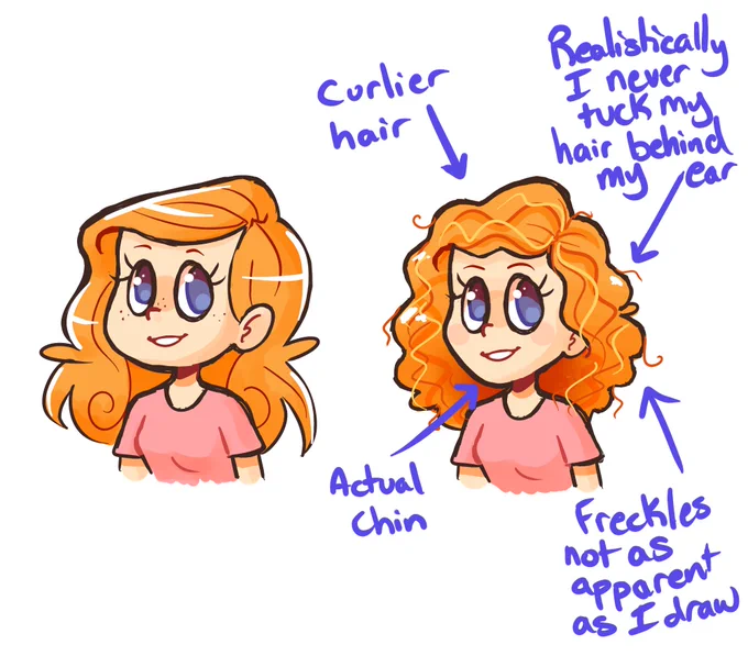 "How I Draw Myself" vs "Probably a Little Closer to How I Actually Look" 