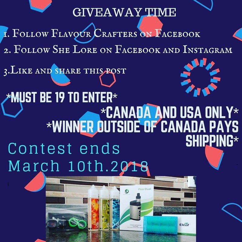 SheLoreBlog's tweet image. 🎉GIVEAWAY TIME🎊
Due to misunderstanding, the entry rules were modified. Get sharing! This giveaway is bomb 🔥
#vape #vaping #vapeon #vapecommunity #vapefam #ecig #ecigs #Vaper #eliquids #Giveaway #Enter #vapelife #vapecontest #vapegiveaway #vapelyfe #Mods