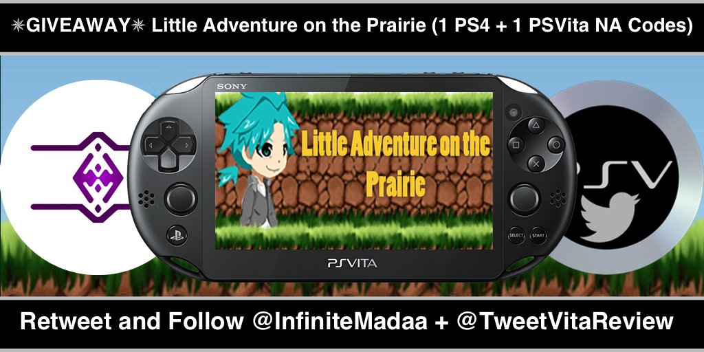 TweetVitaReview's tweet photo. Giveaway Time! Retweet this and follow @InfiniteMadaa + @TweetVitaReview to for a chance to win #PSVita + #PS4 NA codes for Little Adventure on the Prairie! (codes and trophy lists are separate) The winner will be announced on Sunday (March 4). Good luck!💫 https://t.co/aWP0hibiyq