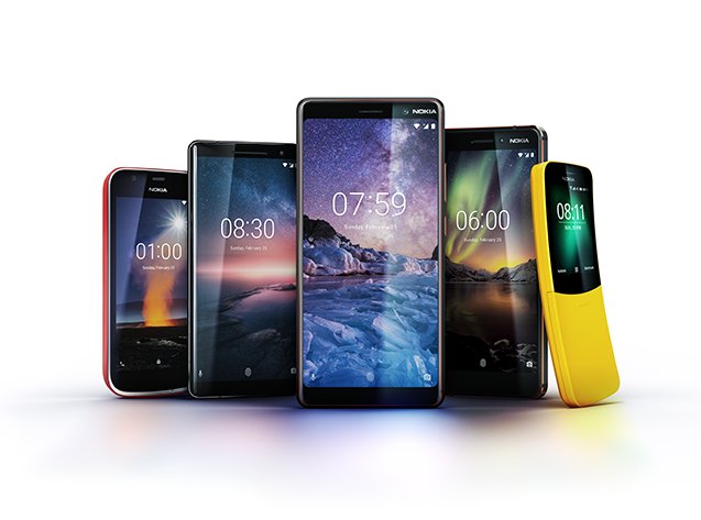 HMDdevices's tweet photo. We are proud to unveil the next chapter in our story with five spectacular releases to suit everyone - welcome to the family: Nokia 8 Sirocco, Nokia 7 plus, the new Nokia 6, Nokia 1 and Nokia 8110 4G! #MWC18 https://t.co/8VC9vNmzPc