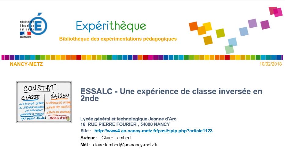 Michèle Drechsler (@mdrechsler) on Twitter photo Le projet d'expérimentation sur la classe inversée au lycée Jeanne d'arc de Nancy eduscol.education.fr/experitheque/f… <a href="/dane_nancy_metz/">DRANE Nancy-Metz</a> <a href="/acnancymetz/">Académie de Nancy-Metz</a> #eduinov #innovation Le projet d'expérimentation sur la classe inversée au lycée Jeanne d'arc de Nancy eduscol.education.fr/experitheque/f… <a href="/dane_nancy_metz/">DRANE Nancy-Metz</a> <a href="/acnancymetz/">Académie de Nancy-Metz</a> #eduinov #innovation
