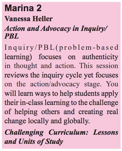Hell2Teach's tweet photo. Let's talk #inquiry #pbl How Ts can help ALL students apply "book learning" beyond the classroom to think deeply, be an advocate for #SocialAction, and make positive change in today's world! Catch the sesh at #CAGCON #cagifted this Saturday at 10:30! See you in San Diego, tweeps! https://t.co/L6ZdXZznES
