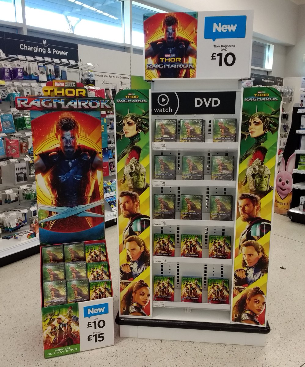 DeniseL24769974's tweet photo. Tomorrow sees the launch of #ThorRagnarok on #DVD #Bluray and #3D and some of the #Team at @eXPD8_fm are already out and about setting up #frontofstoredisplays that they have #WalkedIntoStore, our #Totems range from 1 to 6 totems full of #Stock great looking #displays #R76PACE https://t.co/IfTZvS0a23