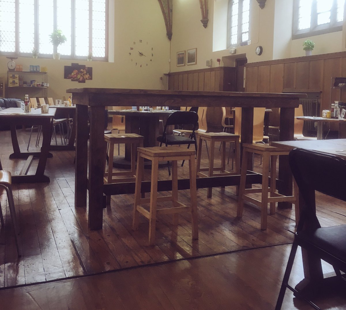 pallet_earth's tweet image. This high-top table 2 metres long and handmade using #reclaimedwood , now open to offers due to our client relocating. Great for #cafés #restaurants #bars . Stools can be made to match if required. Very limited time offer!  #cafetable #bartable #HandmadeHour