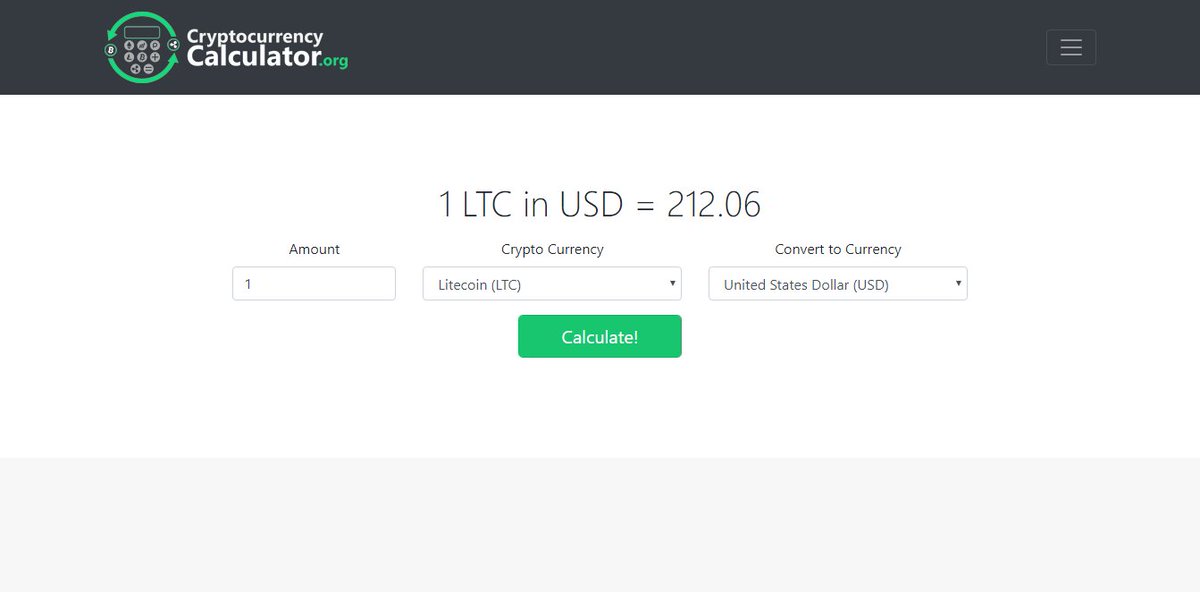CryptoCalcul's tweet photo. Sunday, February 25, 2018 → 1 LTC in USD = 212.06 → https://t.co/MmId4OCYDH #Litecoin #LTC #LTCinUSD #LitecoinInUSD #LitecoinToUSD #LitecoinPrice #LitecoinCalculator #February252018 #Cryptocurrency #Crypto #CryptocurrencyCalculator #Calculator #Converter #Currency https://t.co/EQHYrkXDRP