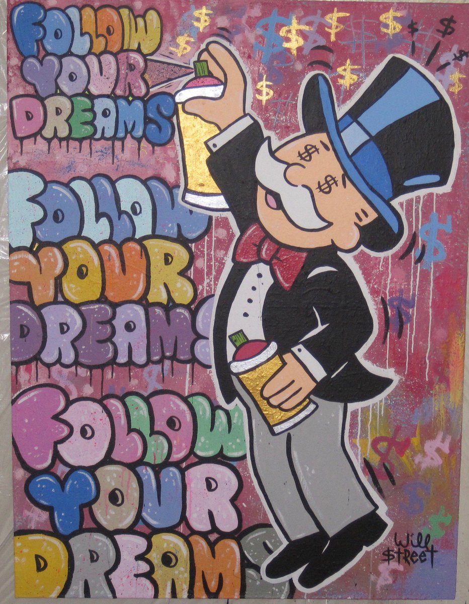 CParkerGallery's tweet photo. Love this new piece! "Follow Your Dreams", 48 x 36 #monopoly #streetart #streetartist #banksy #mrbrainwash #followyourdreams #dreams #dreamchaser #dreamfollower #nevergiveup #mancave #inspiration #StreetStyle #DreamBig @InteriorDesign9 @ahirschdesigns @ChiltonChadwick #design https://t.co/nnVJp3E0ZQ