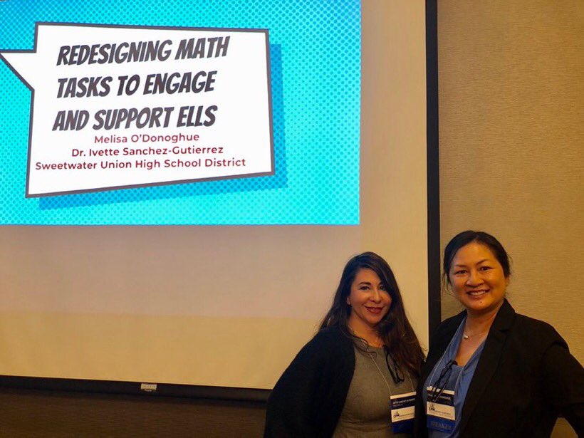 ed_ivette's tweet photo. Always a pleasure presenting with the fabulous @melisaodonoghue on how to make mathematics more accessible for our amazing English Learners. Thank you @CPMmath teachers for your passion and helping our students develop their mathematician identity! #CPMSF18 https://t.co/dwD3JHoJiQ