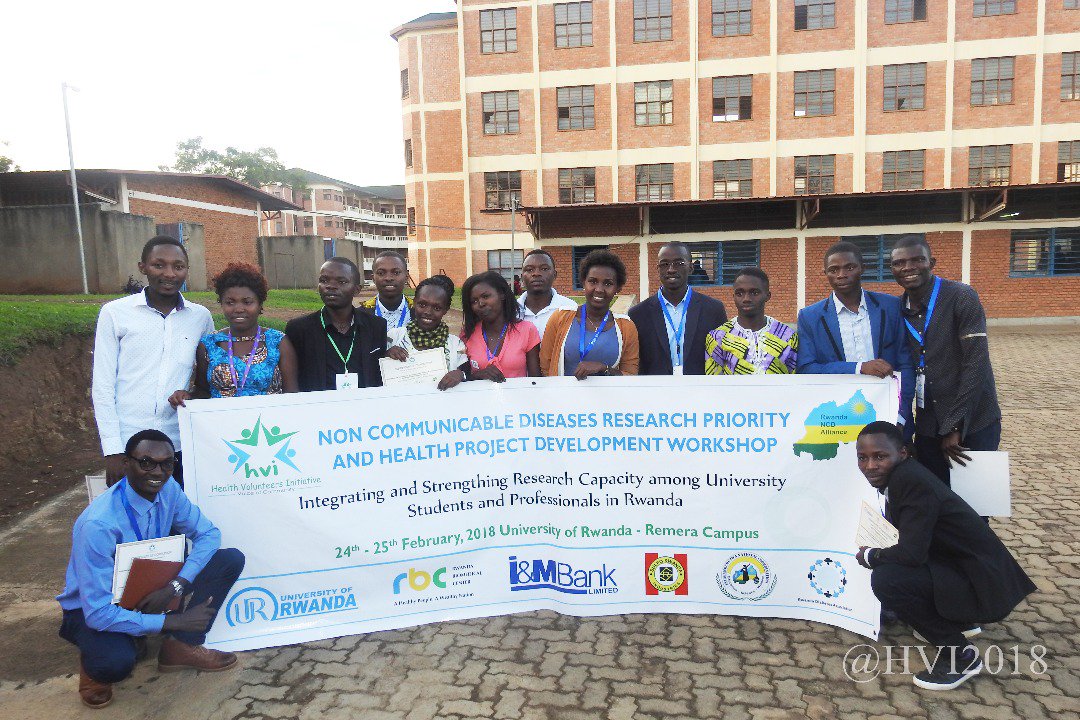 HealthRw's tweet photo. Younger Initiative champion for #NCDsResearchpriorityworkshop organizers pose a photo @gfndayisaba @Gishoma5 @ughe_org @ccpcotton @Uni_Rwanda @imbankke @iparrwanda @RDA_Rwanda @DianeGashumba making a room for research in younger people #students #professionals @intagamburuzwa https://t.co/nLfUTYsyJT