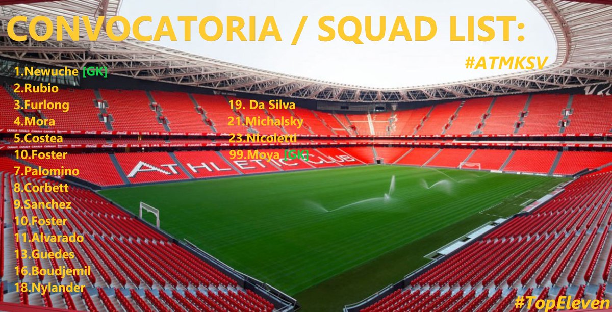 AthleticMaherFC's tweet photo. CONVOCATORIA/SQUAD LIST:
The 18 Players Who are called for Duty for tomorrow's Big Game.
Your Thoughts?
#ATMLiga #L28 #TopEleven #VAMOS_ROJIBLANCOS #SQUAD #TEAM #APorLaCuarto #AthleticArtery #Estadio_Del_San_Sebastian https://t.co/CvBOF28jiw