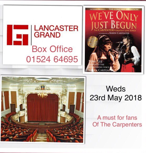 ToniLeeSinger's tweet photo. @Lancaster_Grand #KarenCarpenter #Weveonlyjustbegun #Thecarpenters #23rdMay BOOKING NOW #concertshow #Tonileesinger https://t.co/xl223EABTr