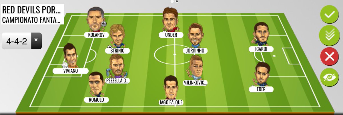 reddevporc's tweet photo. #RDP STARTING XI'S: @EmilianoViviano @Gpezze @romulocdr @IagoFalque14  @cengizunder @Edercitadin7 @MauroIcardi. Forza ragazzi!! https://t.co/a5BLxbtmND