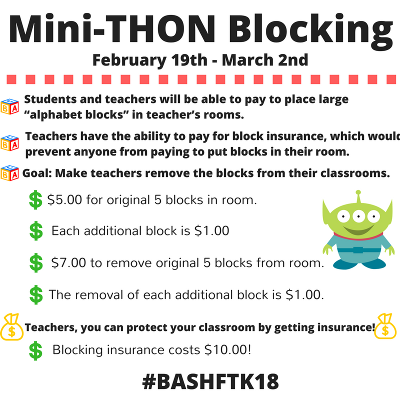 BASH_Stuco's tweet photo. Blocking continues this week. Details are below. We have over 200 blocks in the school right now. More to come, be on the look out!! #basdpride #bashftk18 #ftk https://t.co/HQNqHkCUvv
