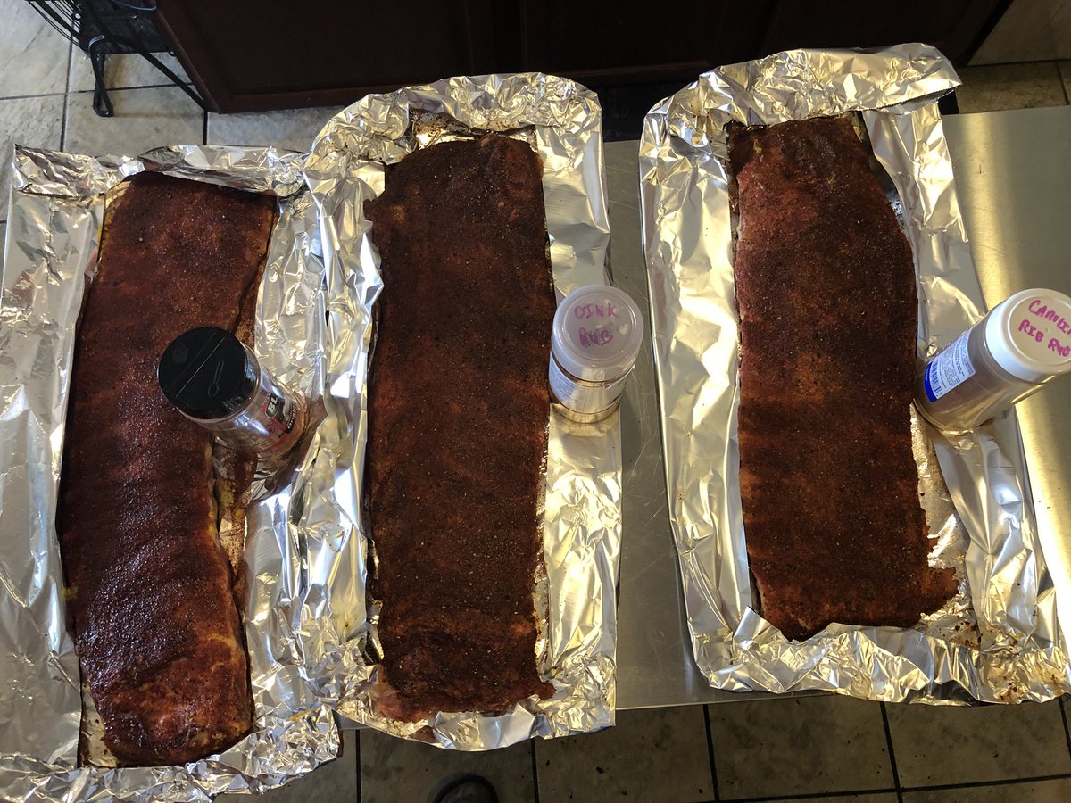 Testing out 3 different rubs!! Carolina, Kansas City, and one I made myself....