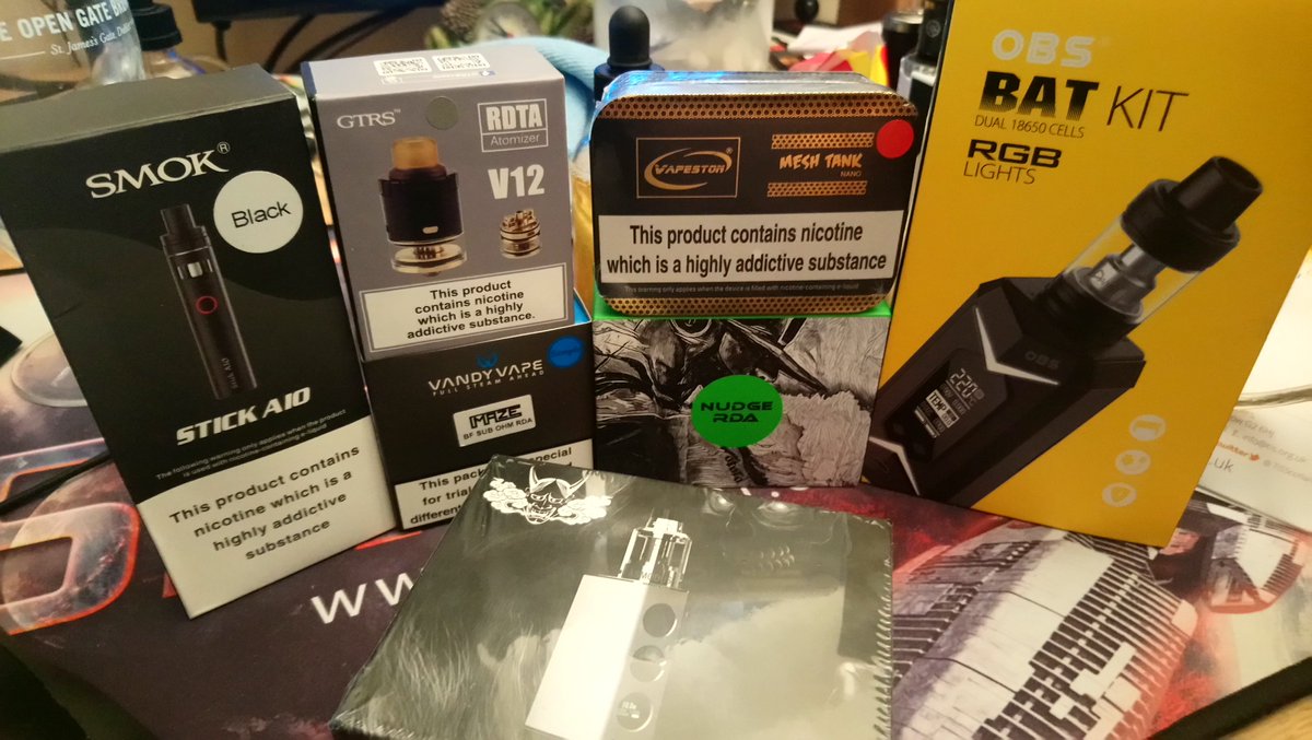 Watts UP!  Episode 157... up for grabs this week... SMOK Stick AIO
GTRS V12 RDTA, Vandy Vape MAZE, Asmodus ONI 80W, Vapeston Mesh Tank, Wotofo Nudge 24mm, OBS BAT Kit
youtu.be/mZ2In7xXxmE