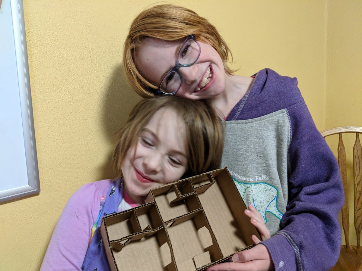MTFleming's tweet photo. We were finally able to finish our house (main level) mock up! Here's my Thing1 and Thing2 who helped me with measuring and gluing. Now they're itching to do the upstairs. @donttrythis #savagemakerbox #startthemmakingyoung https://t.co/LyHE4cwlNT