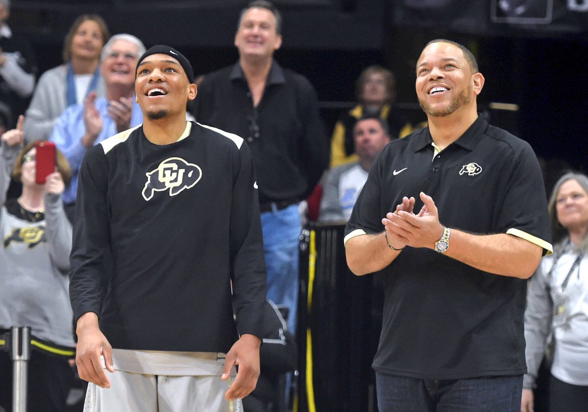 CUBuffsMBB's tweet photo. With that 3-pointer @2bkings is now top 20 in all-time scoring at CU, congrats George! 🙌🏾 https://t.co/oRrgsKZb14