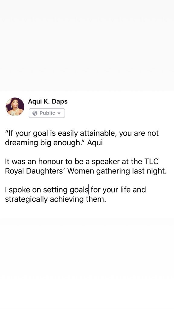 Aquilas_K's tweet photo. “If your goal is easily attainable, you are not dreaming big enough”Aquilas. It was an honour speaking to @Royaldaughters Women gathering  on setting life goals and strategically achieving them. #RiseInitiative @TasiaBrown  #ottawa #WomenEmpowerment https://t.co/XP8ANLieBI