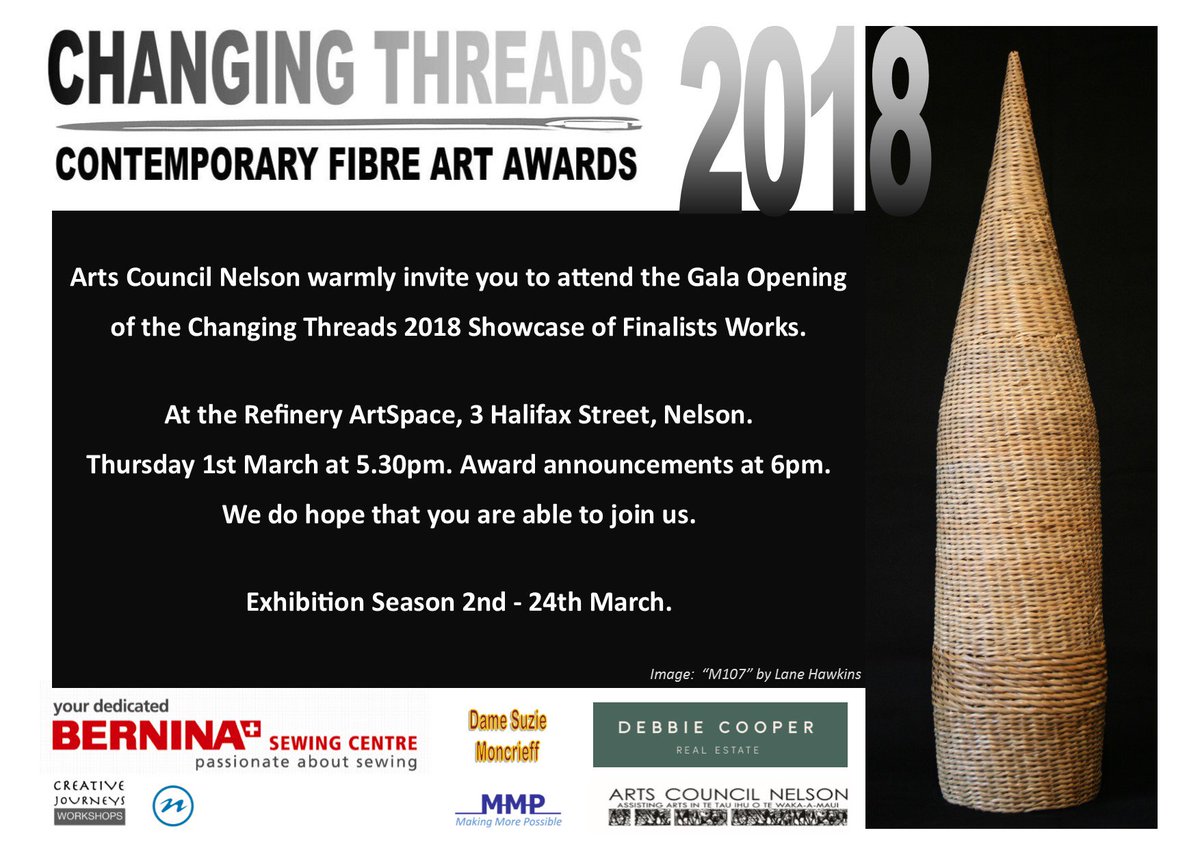 Coming up... All Welcome.#RefineryArtSpace #FibreArtAwards #Nelson #NEwZealand
