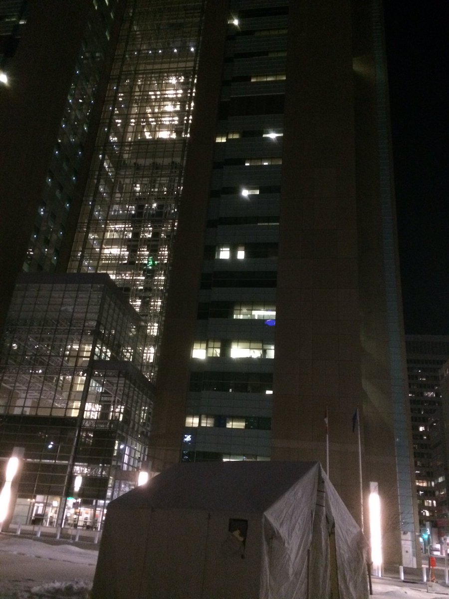 N8V_Calgarian's tweet photo. In case you missed it, Calgary Courts have a trapper's tent in front of it - Soaring Eagle Camp Blackfoot Territory https://t.co/NFf2oQSFf1