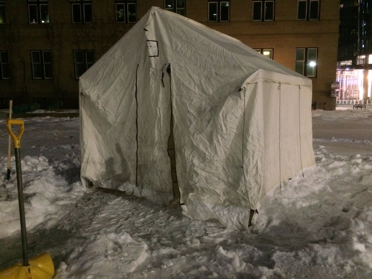 N8V_Calgarian's tweet photo. In case you missed it, Calgary Courts have a trapper's tent in front of it - Soaring Eagle Camp Blackfoot Territory https://t.co/NFf2oQSFf1
