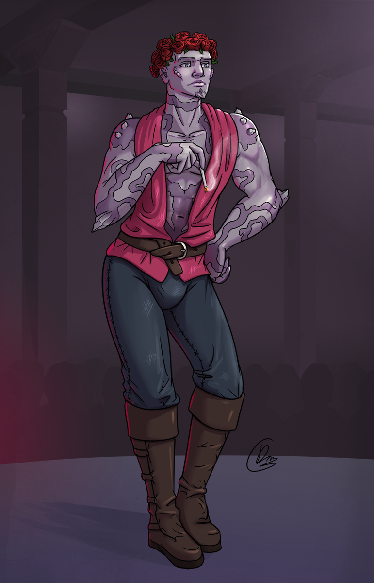 GalligArt's tweet photo. Geez, i have so many d&d campaigns going on, #OppositeOfAProblem
Here is my Goliath boi. Sword bard who dances and likes to show off. I love his rose crown, he wares it to make others feel less intimidated of him.
#dnd5e #bard #dnd #characterdesign #goliath https://t.co/PdrKsUxSBp