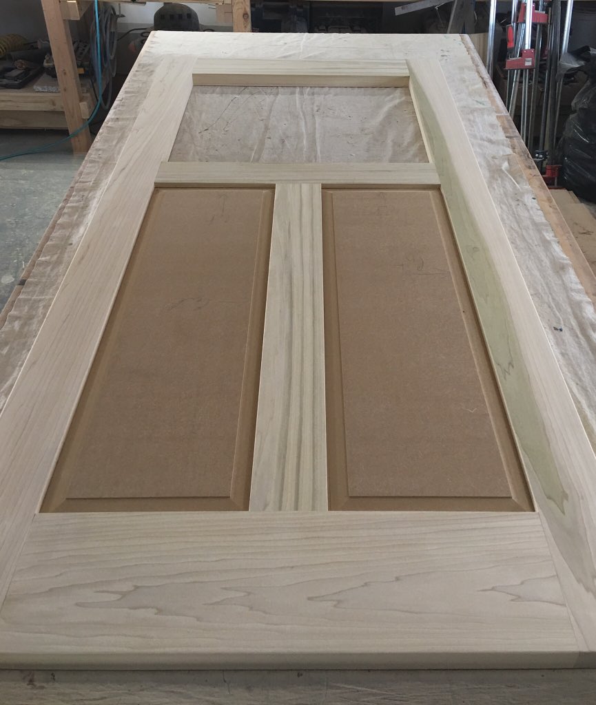 ABCraftsman's tweet photo. This barn door is finally coming together for a client in Yarmouth, ME.  The Hardware is on order and the anticipation of hanging the door is building. https://t.co/ns1Trjcd5a
