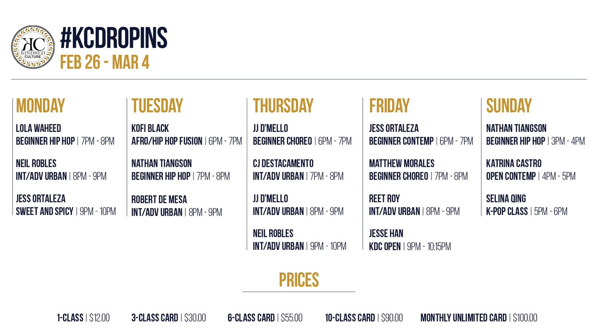 Welcoming March with a bang at #KCDropins! Come through and learn a two step with our faculty this week 🔥