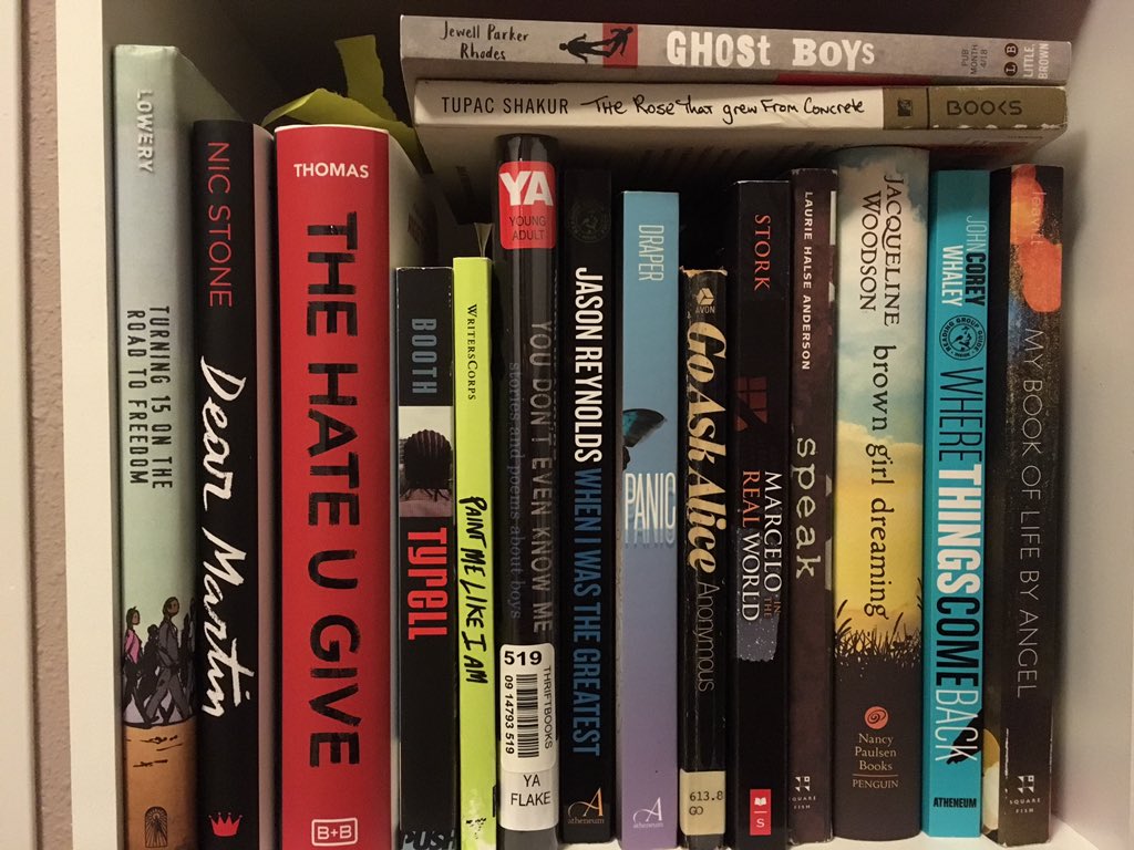 A4: Just one #Shelfie of some YA books that deal with tough topics.
#titletalk