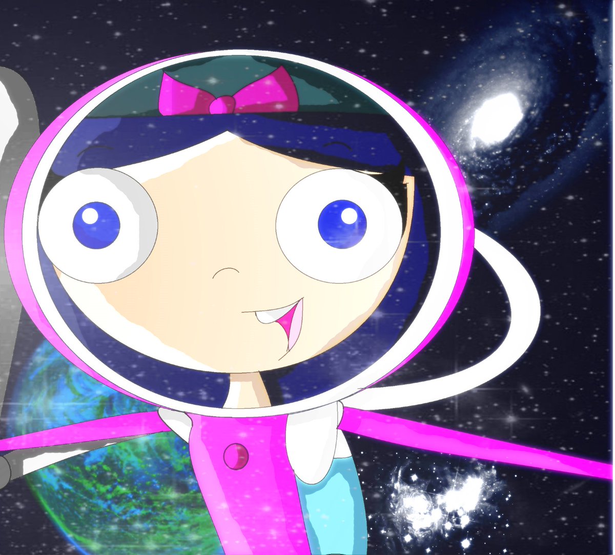 "Welcome to the Fireside Girls Space Station!"
🚀Not new to character
🚀Not new to fandom
🚀First student at <a href="/RivalryAcademy/">Rivalry Academy</a> to attend classes through video communication from outer space.
🚀RT Please?