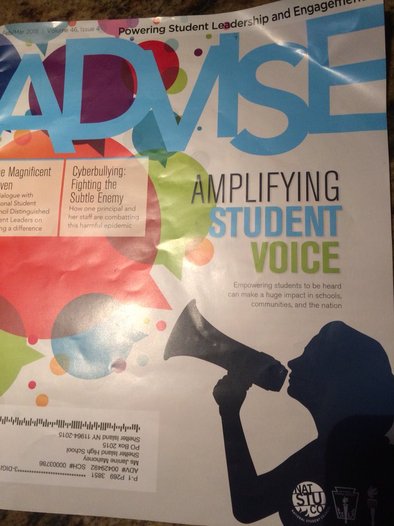 MahoneyJanine's tweet photo. I open Advise Magazine for StuCo & NHS advisers and what do I see? SI NHS #makingglobalchange #NHS4Life #SI_teach https://t.co/DkZse9ljep